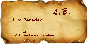 Lux Benedek névjegykártya